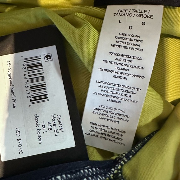 Kate Spade Navy and Green Floral Bikini Large Halter Top High Cut Bottom New - Picture 7 of 10